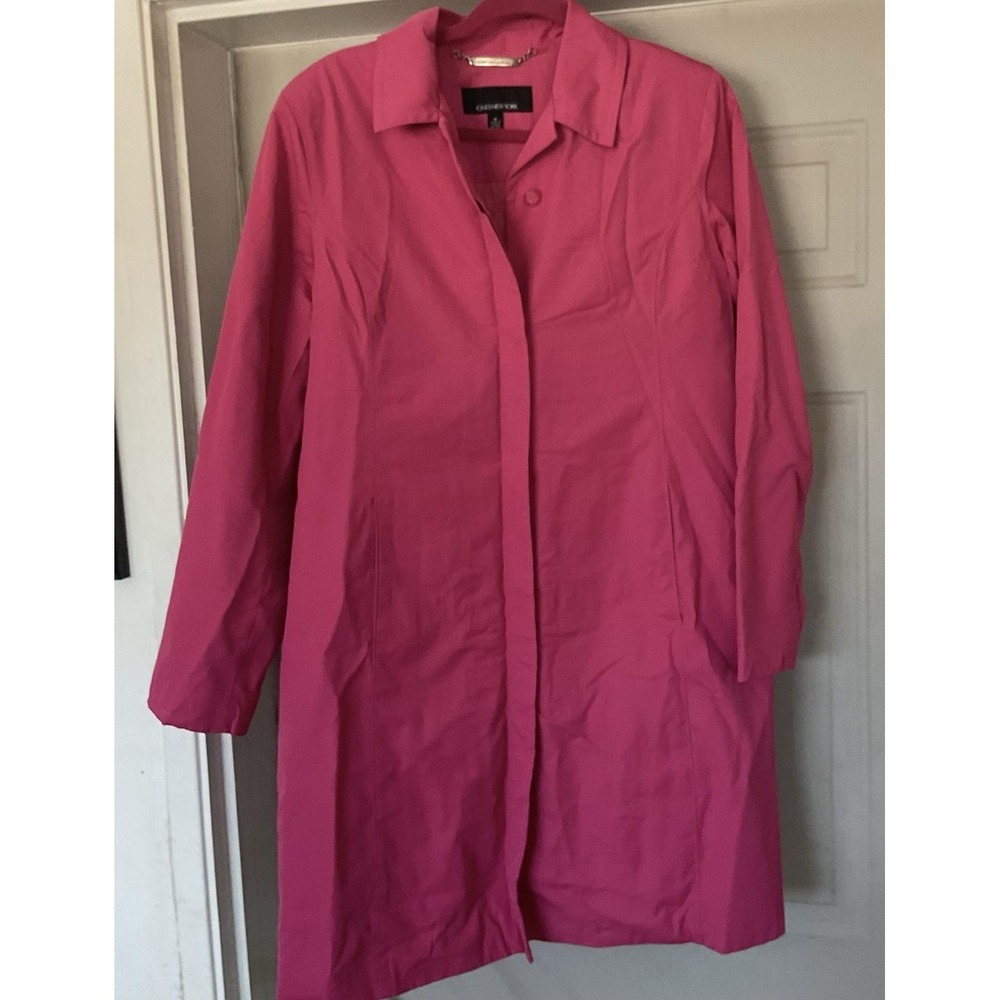 Jones New York Trench Coat Womens Medium Pink Cotton Blend Lined Classic Twill